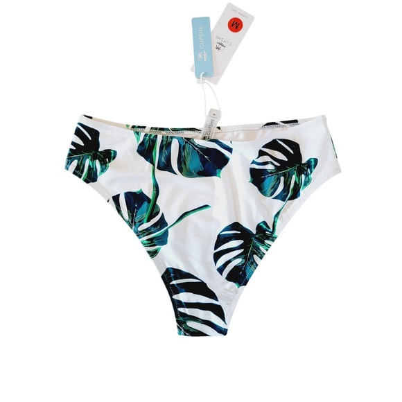 Cupshe M Swim Swimsuit Bikini Bottom Monstera Leaves Palm Tree Leaf NWT - Picture 1 of 4